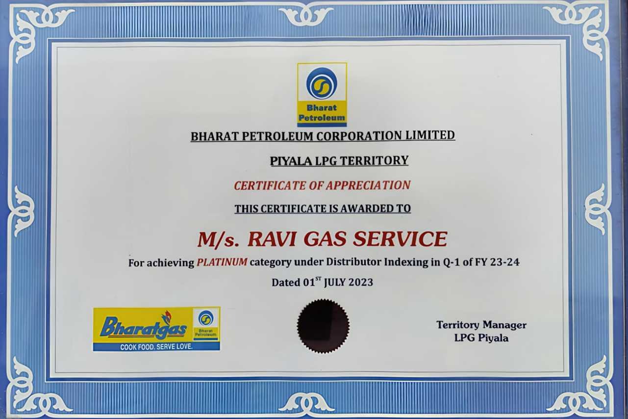 Ravi Gas Service Certificate 2