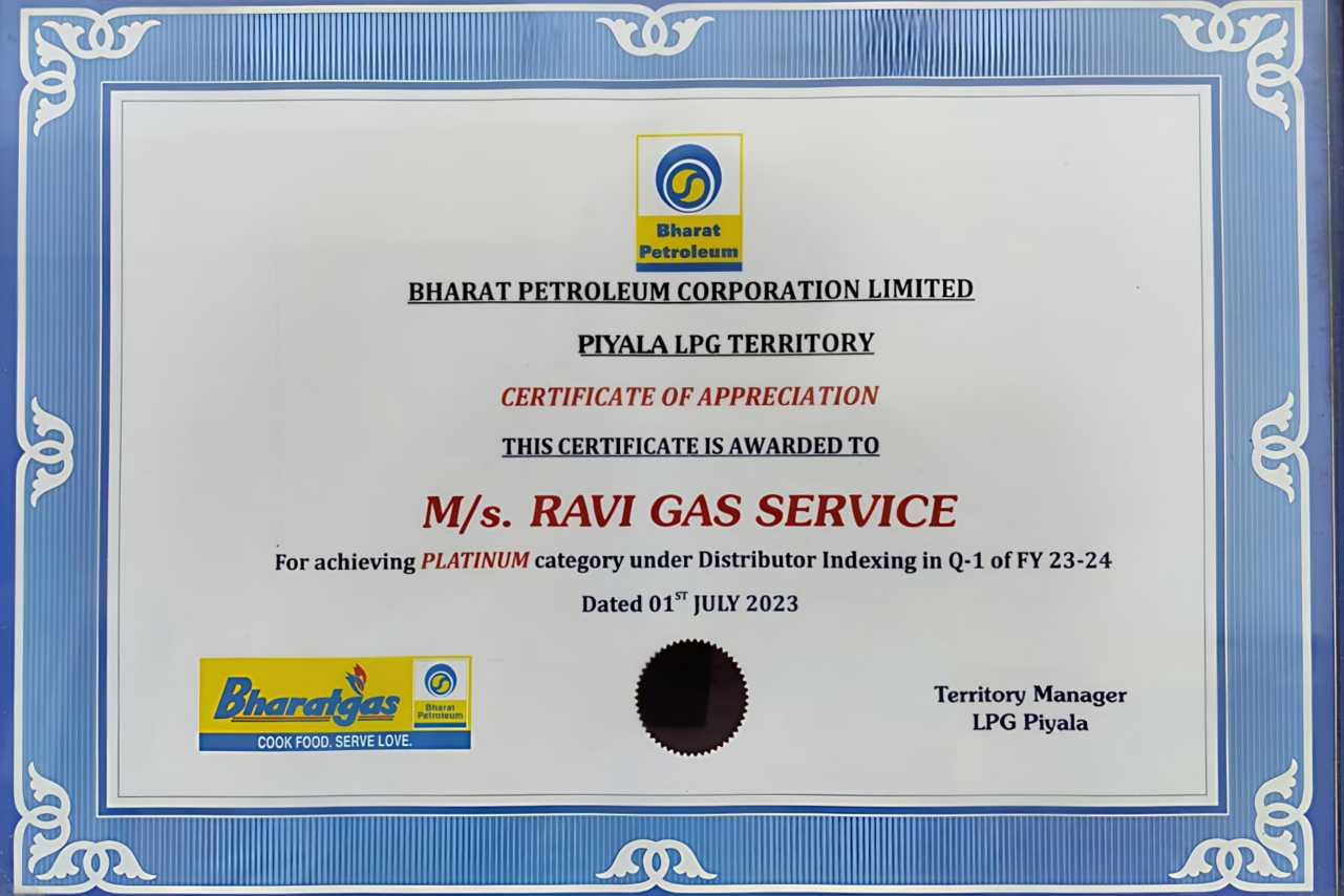Ravi Gas Service Certificate 2